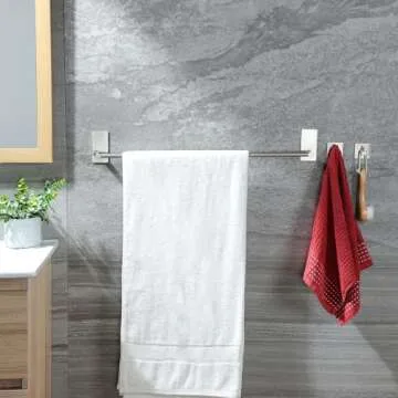 Taozun 24 Inch Towel Bar with Adhesive Hooks - Stylish & Durable