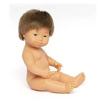 Miniland Doll 15'' Caucasian Boy with Down Syndrome (Box) - Made in Spain, Anatomically Correct, Quality