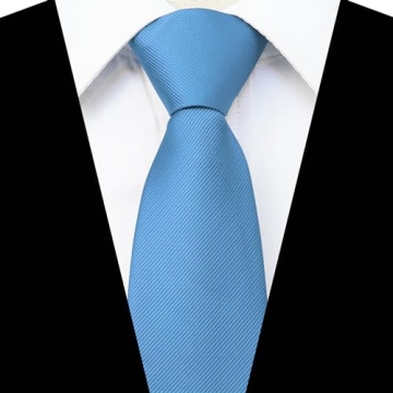 JEMYGINS 3.15" Baby Blue Pre-tied Tie Adjustable Zipper Necktie for Business and Wedding(40)