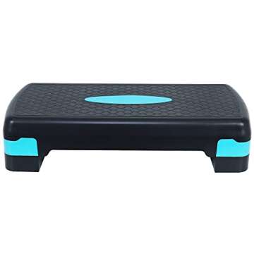 Fitvids Adjustable Workout Aerobic Stepper Step Platform Trainer, 27-Inch, Black/Blue