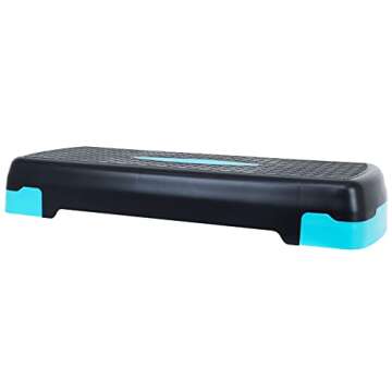 Fitvids Adjustable Workout Aerobic Stepper Step Platform Trainer, 27-Inch, Black/Blue
