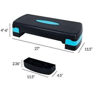 Fitvids Adjustable Workout Aerobic Stepper Step Platform Trainer, 27-Inch, Black/Blue