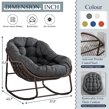 Comfortable Outdoor Wicker Egg Rocking Chair