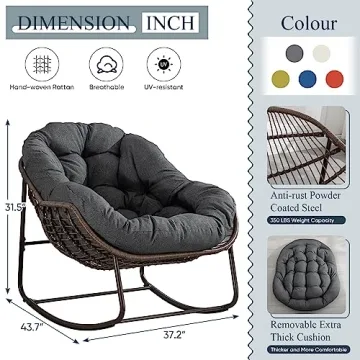 Comfortable Outdoor Wicker Egg Rocking Chair