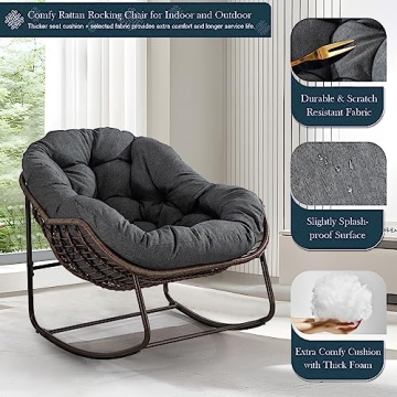 Comfortable Outdoor Wicker Egg Rocking Chair