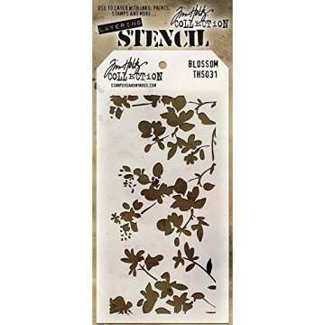 Tim Holtz - Stencils Set 1 - Five Item Bundle - Blossom, Flourish, Lace, Wildflower, and Valentine