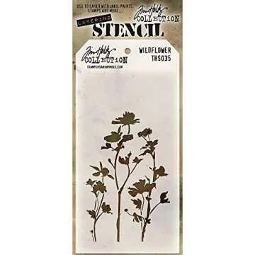 Tim Holtz - Stencils Set 1 - Five Item Bundle - Blossom, Flourish, Lace, Wildflower, and Valentine