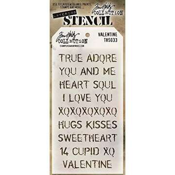 Tim Holtz - Stencils Set 1 - Five Item Bundle - Blossom, Flourish, Lace, Wildflower, and Valentine
