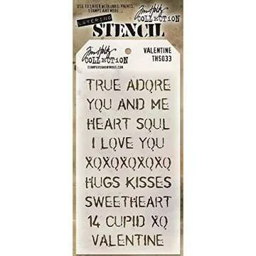Tim Holtz - Stencils Set 1 - Five Item Bundle - Blossom, Flourish, Lace, Wildflower, and Valentine