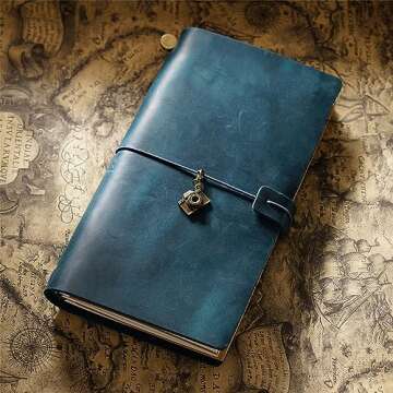 AIGUONIU Genuine Leather TN Travel Notebook Blue Standard
