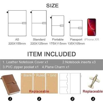 AIGUONIU Genuine Leather TN Travel Notebook Blue Standard