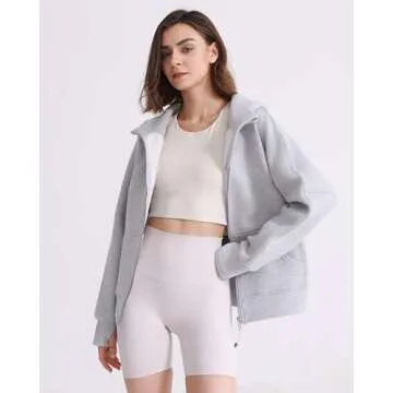 ISEEGZ Womens Fleece Lined Full Zip Up Hoodies Cotton Winter Zipper Sweatshirts Jackets for Women with Thumbhole Pocket Anthracite Grey