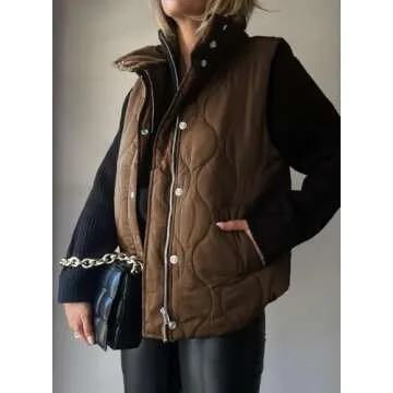 EVALESS Womens Stylish Lightweight Puffer Vest for Spring