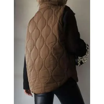 EVALESS Womens Stylish Lightweight Puffer Vest for Spring
