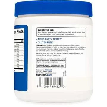 Nutricost EAA Powder 30 Servings (Unflavored) - Essential Amino Acids - Non-GMO, Gluten Free, Vegetarian Friendly
