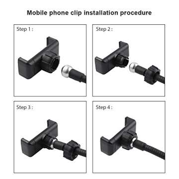 Clip on Light Reading Lights with Cell Phone Holder,Eye Protection Kids Desk Lamp, 360 ° Flexible Gooseneck Selfie Ring Light， LED Makeup Mirror Lights… (Selfie Ring Light with Cell Phone Holder)