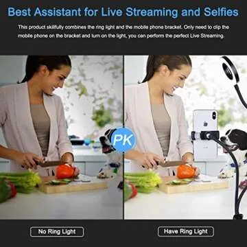 Versatile Selfie Ring Light with Phone Holder for All Ages