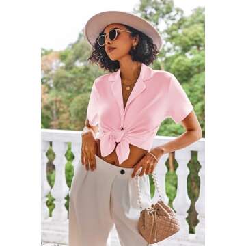 Ekouaer Pajamas Set for Women Short Sleeve Sleepwear Button Down Pjs Lounge Sets Soft Nightwear Pink Medium