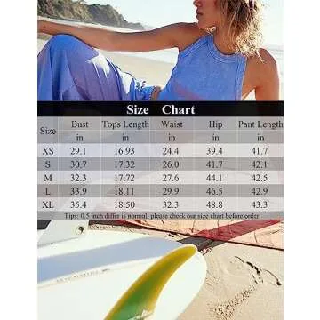 Ugerlov Women's Two Piece Summer Sets Ribbed Tank Crop Top Wide Leg Pants 2 Piece Outfits Matching Lounge Sets Tracksuit, Blue M