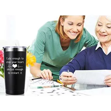 Cute Enough to Stop Your Heart Skilled Enough to Restart It 20 OZ Tumbler.Appreciation Doctor Nurse Gifts.Birthday,Christmas,Medical Nursing Graduation Gifts for Medical Worker Travel Mug(Black)