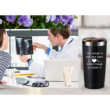 Cute Enough to Stop Your Heart Skilled Enough to Restart It 20 OZ Tumbler.Appreciation Doctor Nurse Gifts.Birthday,Christmas,Medical Nursing Graduation Gifts for Medical Worker Travel Mug(Black)