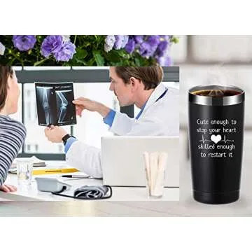 Cute Enough to Stop Your Heart Skilled Enough to Restart It 20 OZ Tumbler.Appreciation Doctor Nurse Gifts.Birthday,Christmas,Medical Nursing Graduation Gifts for Medical Worker Travel Mug(Black)