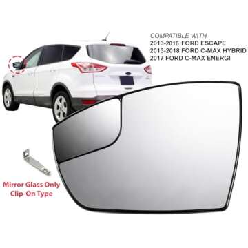 APA Replacement for Exterior Rear View Mirror Glass with Spotter Glass Non-Heated 2013-2016 ESCAPE 2...