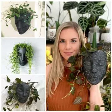 Bossa Linda Wall Planter | 7 Colors Avail | Unique Face Planters Pots Head Planter - Plant Gifts for Indoor Plant Lovers Gift Ideas - Face Planter Gifts for Plant Lovers, Succulent Plant Gift - Black