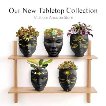 Bossa Linda Wall Planter | 7 Colors Avail | Unique Face Planters Pots Head Planter - Plant Gifts for Indoor Plant Lovers Gift Ideas - Face Planter Gifts for Plant Lovers, Succulent Plant Gift - Black
