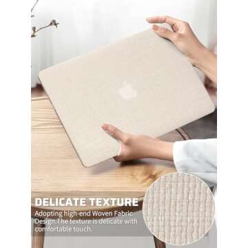 Seorsok MacBook Air 13 Inch Protective Case - Elegant Leather Hard Shell, 2018-2022 Compatible, Beig...