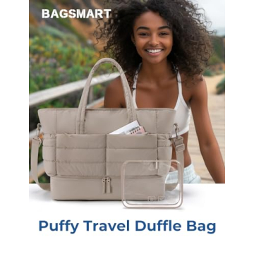 BAGSMART Travel Duffel Bag with Shoe Compartment