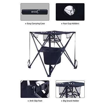 Nice C Camping Table with Cooler, Tailgating Table, Beach Table, Cooler with Table, Portable Table, Ultralight Compact with Carry Bag for Outdoor, Picnic