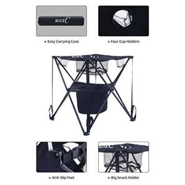 Nice C Camping Table with Cooler, Tailgating Table, Beach Table, Cooler with Table, Portable Table, Ultralight Compact with Carry Bag for Outdoor, Picnic