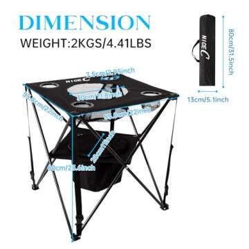 Nice C Camping Table with Cooler, Tailgating Table, Beach Table, Cooler with Table, Portable Table, Ultralight Compact with Carry Bag for Outdoor, Picnic