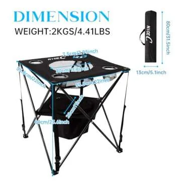 Nice C Camping Table with Cooler, Tailgating Table, Beach Table, Cooler with Table, Portable Table, Ultralight Compact with Carry Bag for Outdoor, Picnic
