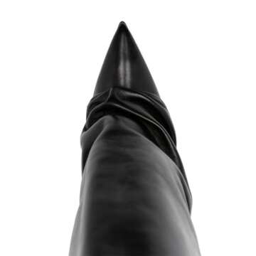 Goolita Women's Stiletto Heel Knee High Boots Pointed Toe Slip On Fold Over Boots For Women Sewing Leather Comfy Dress Boots