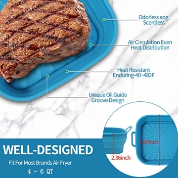 2Pcs 8 Inch Reusable Air Fryer Silicone Pots