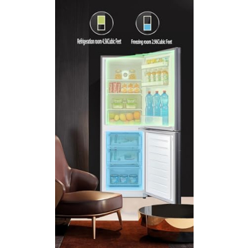 Ecozara Double Door Retro Refrigerator with Freezer 7.5 Cu.ft Low Noise Versatile Door Storage with Adjustable Remove Shelves or For Dorm,Living Kitchen Bedroom,Room