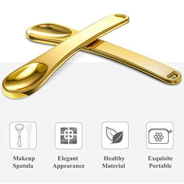 8 Pieces Skincare Spatula Metal Cosmetic Spatulas Makeup Applicator Mini Beauty Scoop Facial Cream Mask Spoon for Mixing and Sampling(Gold)