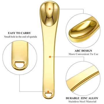 8 Pieces Skincare Spatula Metal Cosmetic Spatulas Makeup Applicator Mini Beauty Scoop Facial Cream Mask Spoon for Mixing and Sampling(Gold)