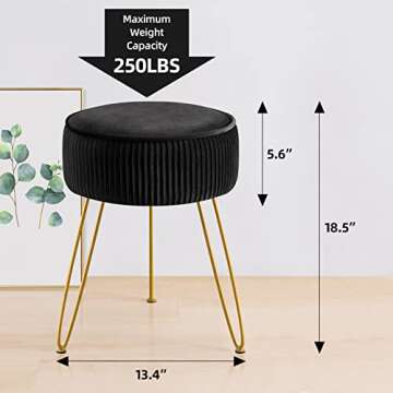 GERANT Multifunctional Vanity Stool,Modern Vanity Stools for Makeup Room,Velvet Round Ottoman Footre...