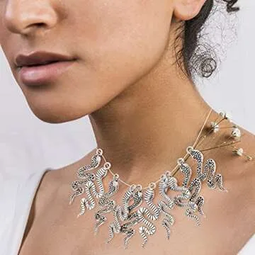 Bastex 10PC Silver Snake Charms for DIY Craft Jewelry Making - Perfect for Necklace and Bracelet Making. Bulk Antique Serpent Metal Charms - Use for Pendants, Bracelet Ornament, Necklaces and More