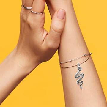 Bastex 10PC Silver Snake Charms for DIY Craft Jewelry Making - Perfect for Necklace and Bracelet Making. Bulk Antique Serpent Metal Charms - Use for Pendants, Bracelet Ornament, Necklaces and More