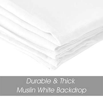 EMART 10x12ft White Backdrop for Photography, Large Party Photo Background Curtain Drapes, Washable Polyester Fabric Back Drop Screen Sheet for Birthday Video Studio Portrait Photoshoot