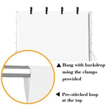 EMART 10x12ft White Backdrop for Photography, Large Party Photo Background Curtain Drapes, Washable Polyester Fabric Back Drop Screen Sheet for Birthday Video Studio Portrait Photoshoot