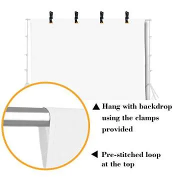 EMART 10x12ft White Backdrop for Photography, Large Party Photo Background Curtain Drapes, Washable Polyester Fabric Back Drop Screen Sheet for Birthday Video Studio Portrait Photoshoot