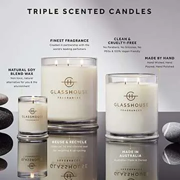Glasshouse Fragrances Midnight in Milan Candle, Triple Scented Natural Soy Wax Blend, 2 Wicks & Glas...