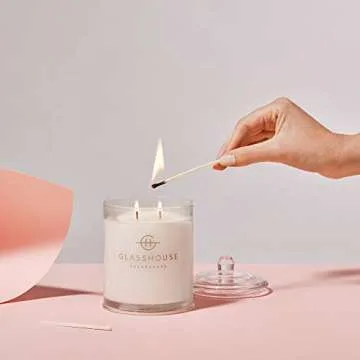 Glasshouse Fragrances Midnight in Milan Candle, Triple Scented Natural Soy Wax Blend, 2 Wicks & Glass Jar, 65 Hour Burn Time, Saffron & Rose, 13.4 Oz (380g)