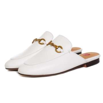 Vertundy Women's Mules Loafers Low Heel Flats Leather Slip On Backless Sandals for Girls Lady Work S...