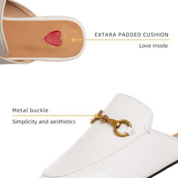 Vertundy Women's Mules Loafers Low Heel Flats Leather Slip On Backless Sandals for Girls Lady Work Slides